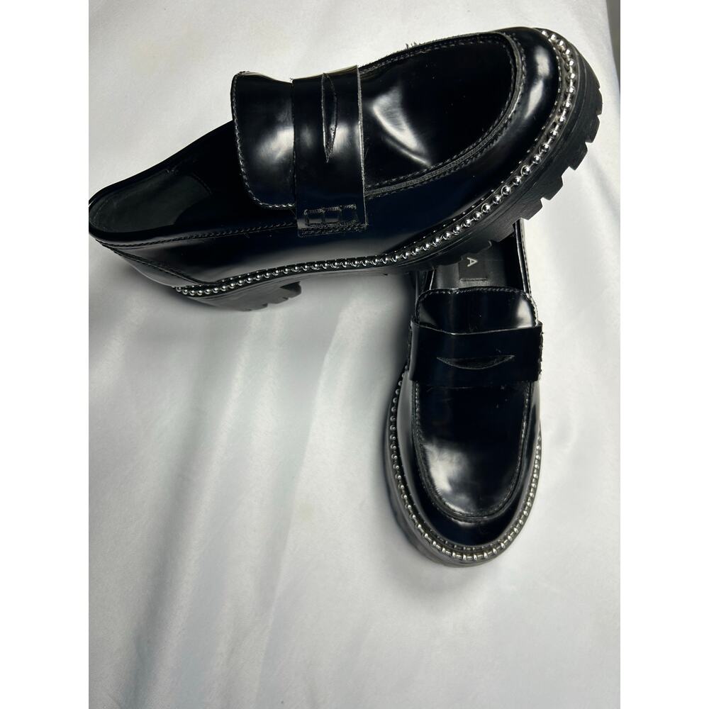 Aqua Women's Saanvi Waterproof Penny Loafers black chunky platform grunge Sz 6.5